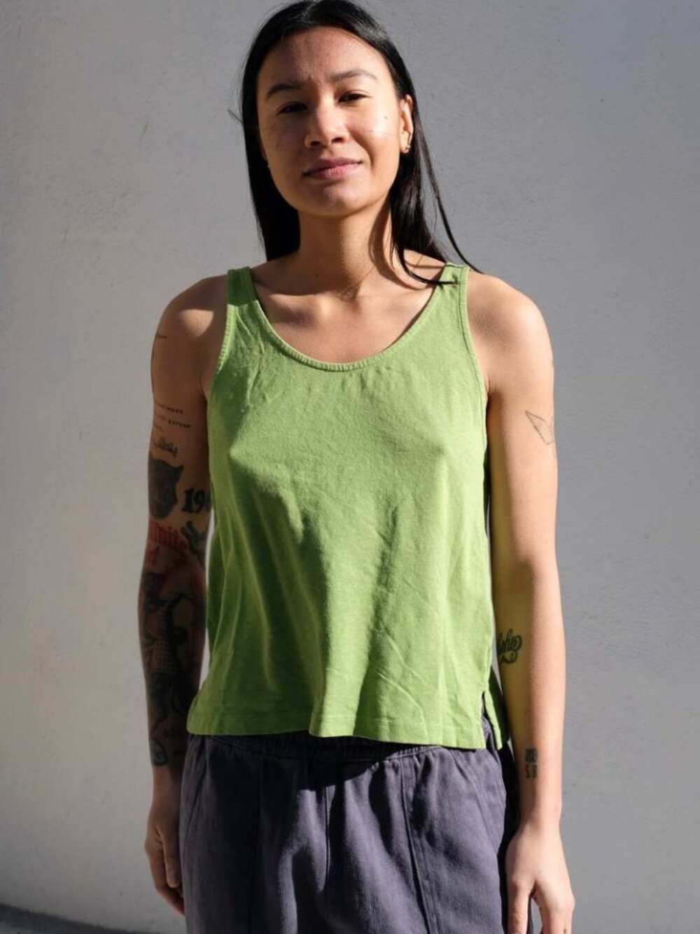 Jungmaven Cropped Tank in Dark Matcha Size Small